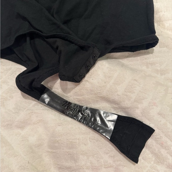 Madewell split neck Black pointelle Long Sleeve Bodysuit nwt soft stretchy - Picture 7 of 8